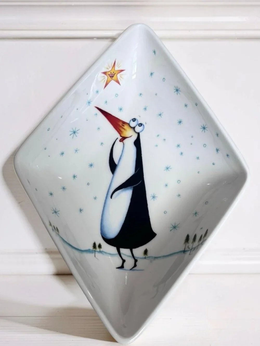 RARE Royal Worcester Clare Mackie Penguin Hors d'Oeuvres Christmas Dish Set of 4